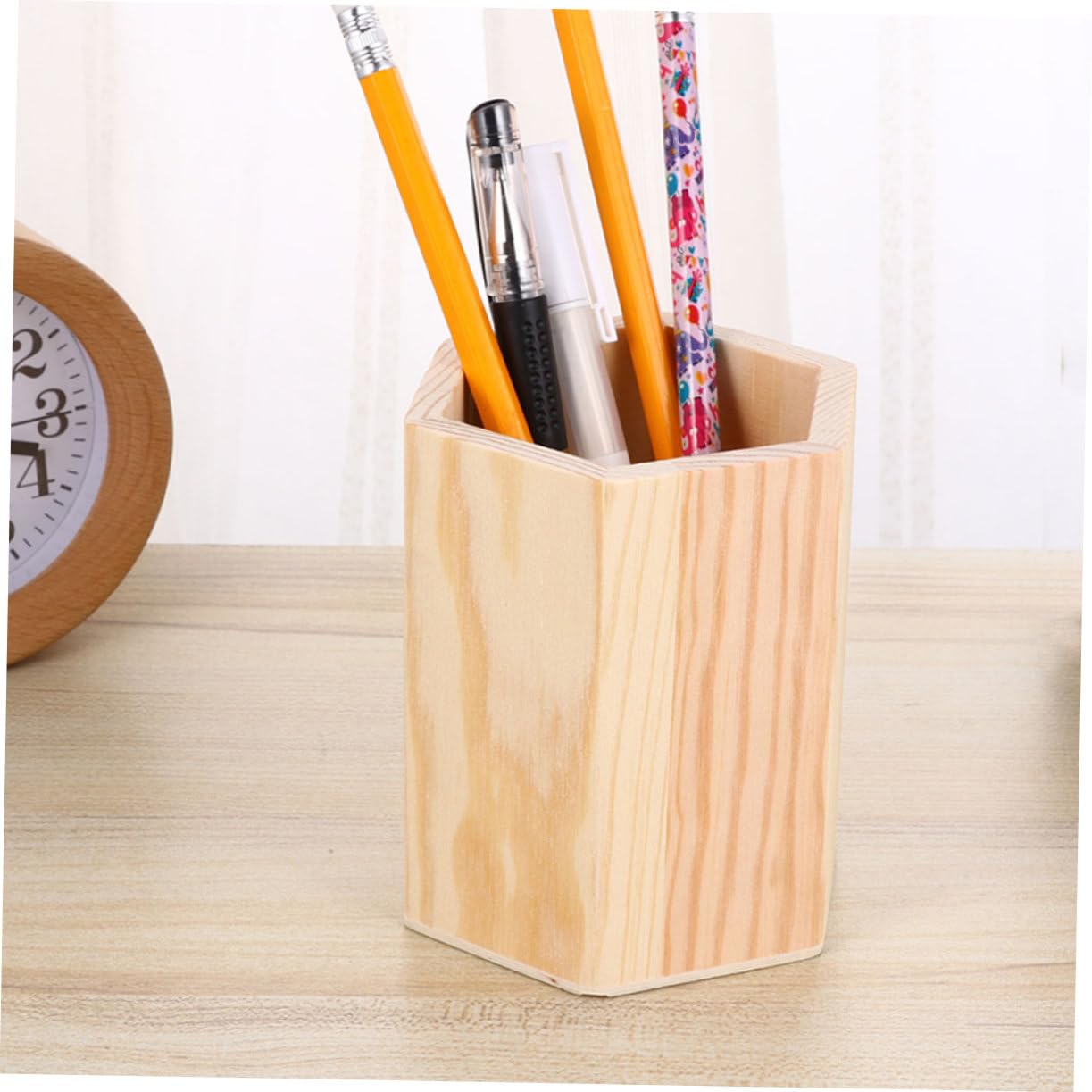 Ciieeo 4 Set Barile Di Stoccaggio in Legno Tazza Portapenne Porta Penna Portapenne Vuoto Portabicchieri Per Penne Portapenne Da Ufficio Tazza Della Matita Di Legno Khaki 4 Pezzi * 4