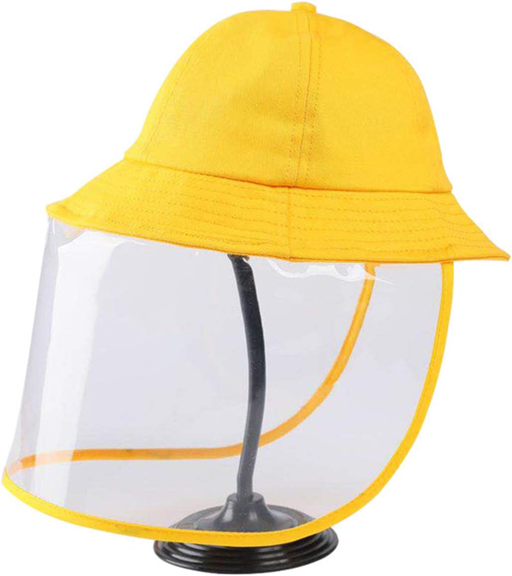 Zaocz Kids PPE Full Face Safety Face Shields Protective Cap for Children Anti Saliva Isolation Full Shield Hat Adjustable Size (Yellow)