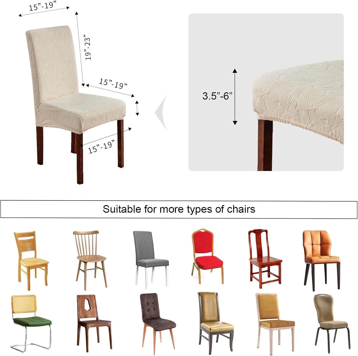 Waterproof Dining Chair Covers, Chair Covers for Dining Room Stretch Parsons Chair Slipcover, for Dining Room Kitchen Chair Protector Cover, Removable, Washable