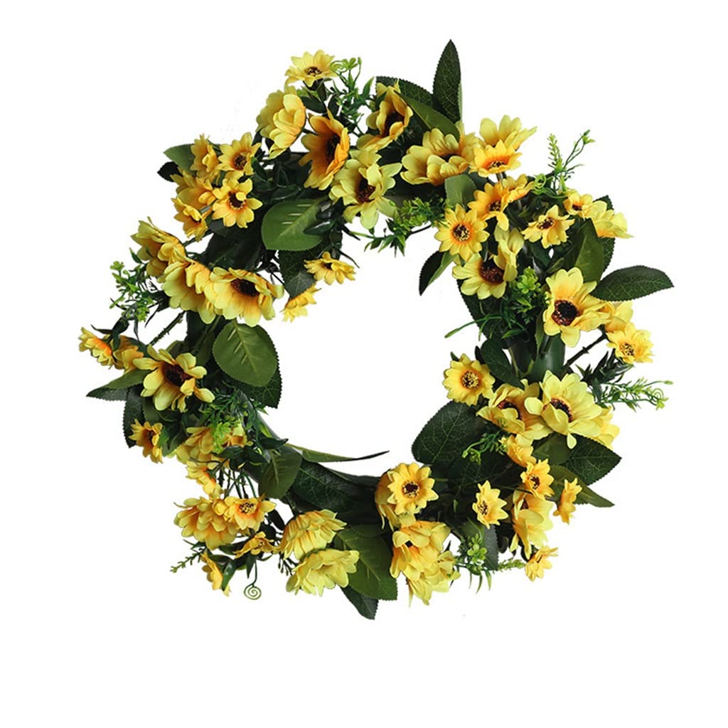 Couronne de tournesol de simulation sans entretien pour linteau de fête