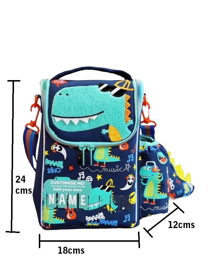 Image of Lunch Bag for Kids, Lunch Bag for Office Men, Women and Kids, Canvas Tiffin Bags for School, Picnic, Work, Carry Bag for Lunch Box and Water Bottle (Vertical Basketball)