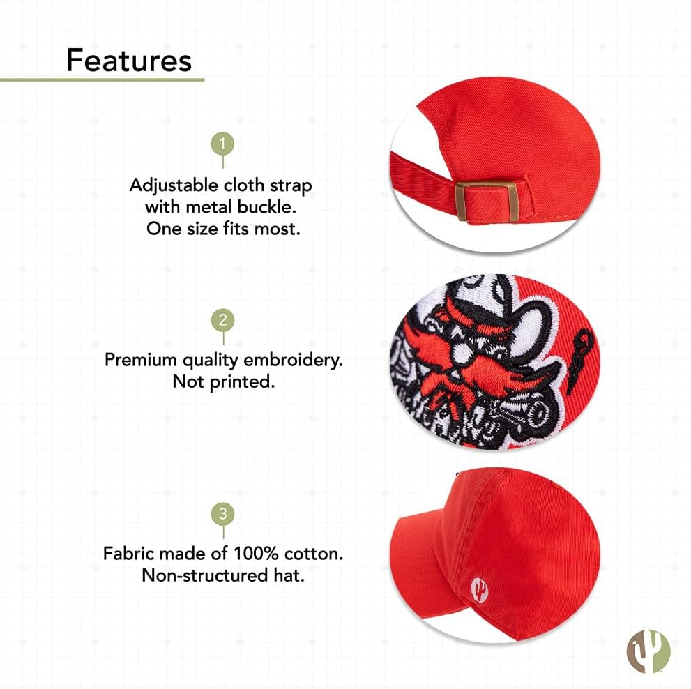 Desert Cactus Texas Tech University Baseball Hat TTU Red Raiders Brimmed Embroidered Hats Cap Adjustable Cloth Strap Adult (Style G1) - Image 4