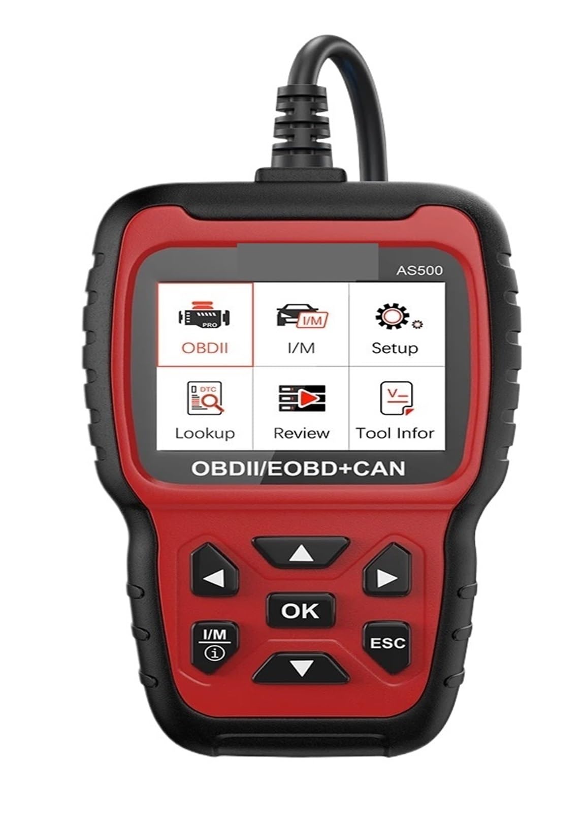 Escáner AS500 OBD2 for Comprobar el Motor del Coche, Lector de códigos, Herramienta de diagnóstico automotriz OBD 2 multilingüe