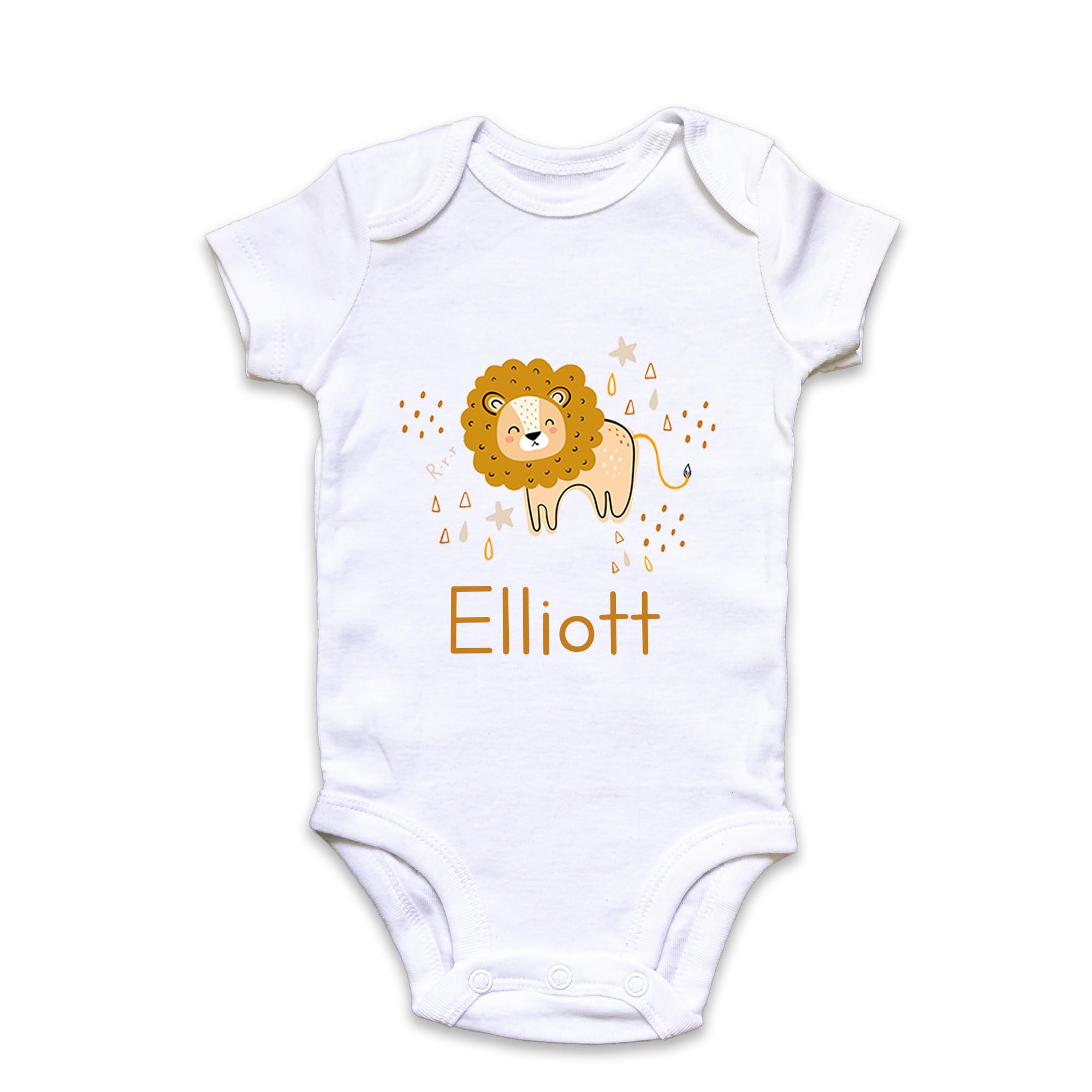 Fuzzy Cactus Personalised Lion Baby Grow Vest Baby Announcement Add any Name Pregnancy Announcement First Outfit (White, 6-12 Months)