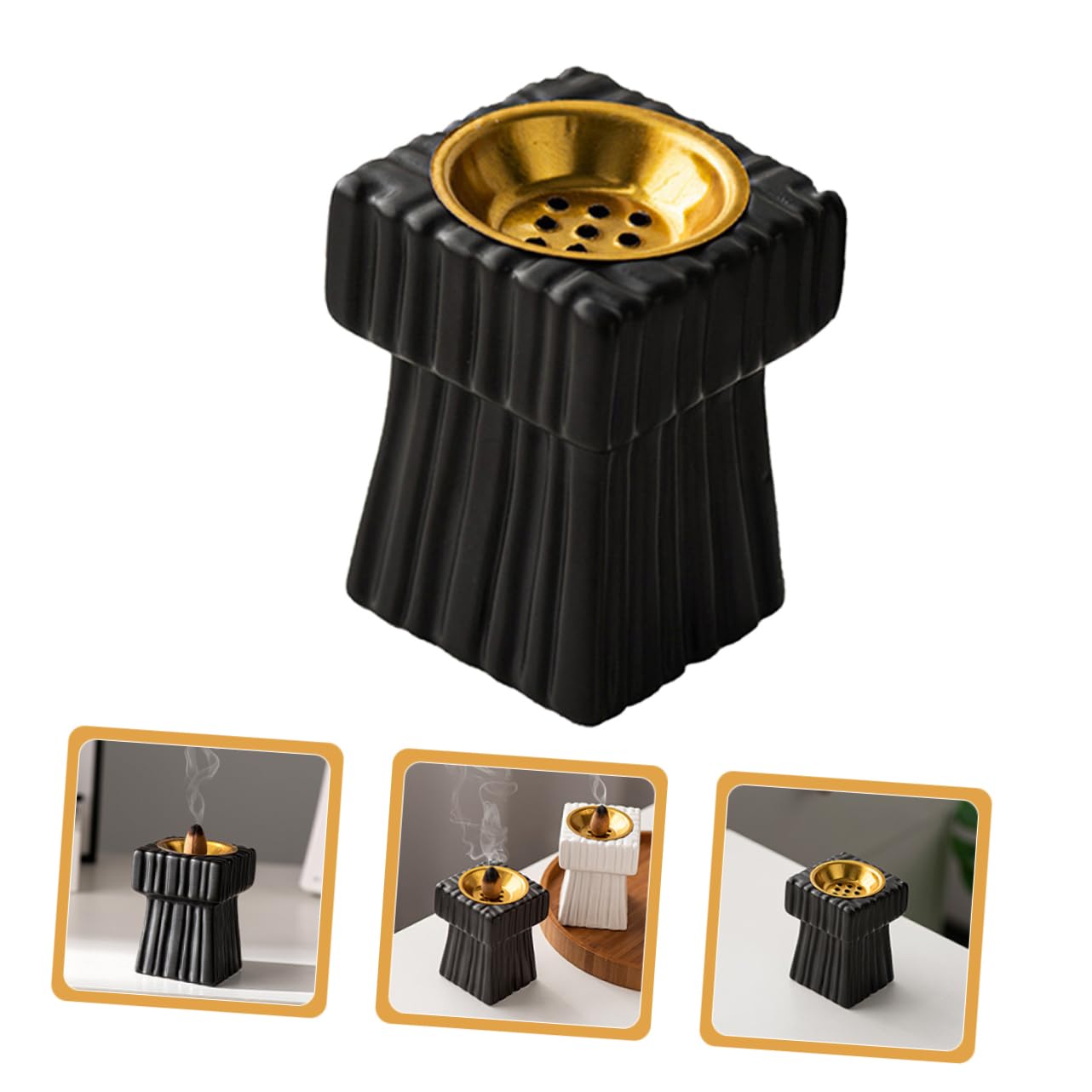 Ciieeo 4piezas Soporte De Inciensario Cerámico Negro para Conos y Adorno Decorativo De Árabe para y Yoga