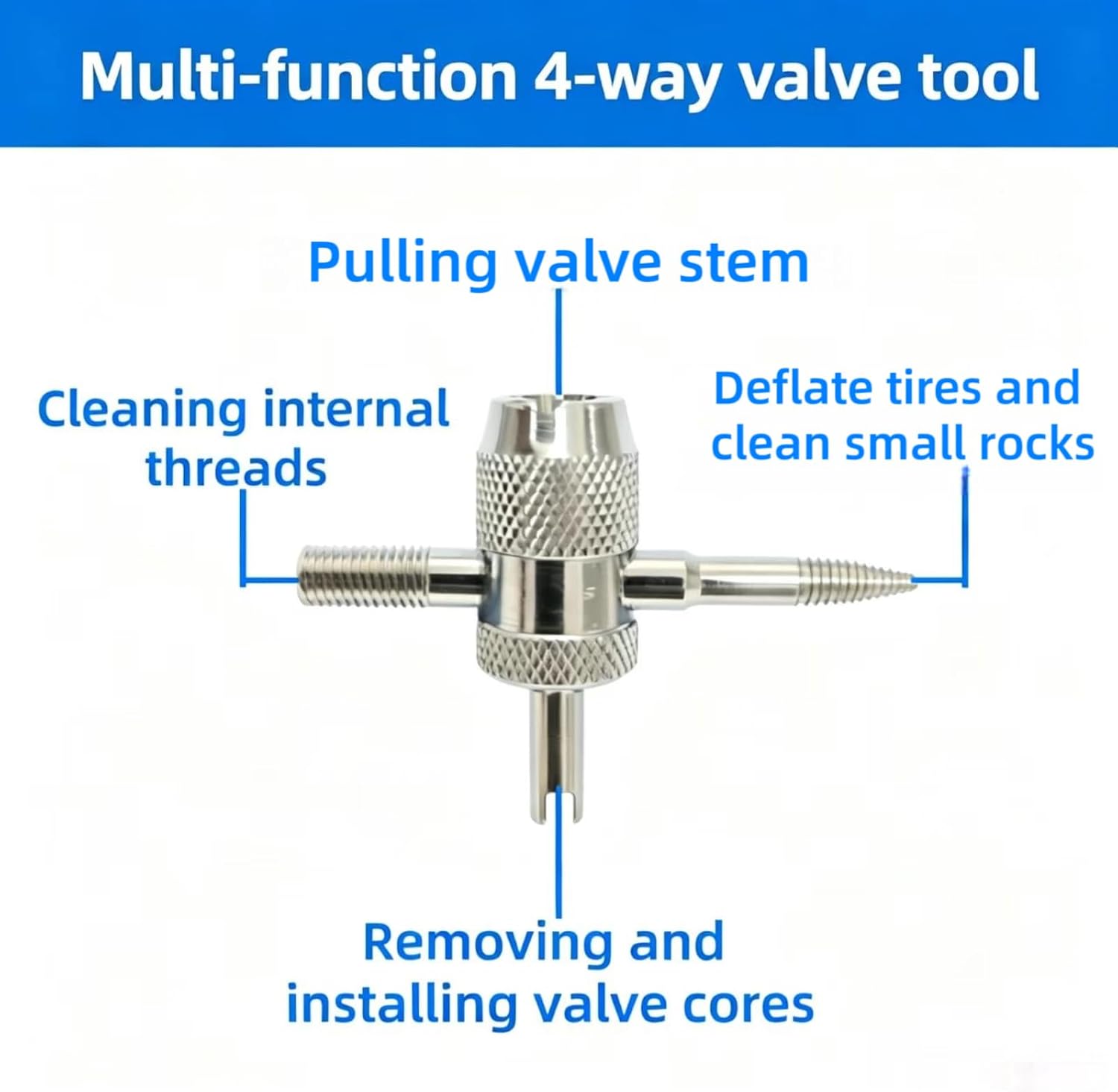62Pcs Valve Core Remover Tool,30 PCS Valve Cores,30 PCS Tire Valves Caps,1Pcs Valve stem Removal Tool,1 PCS 4-Way Valves Tool,Suitable for mostcars,Pickup Trucks,Vans,Motorcycles,Campers