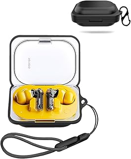 for Nothing Ear (a) Case Cover, Wireless Earphone Silicone Protective case (with Carabiner + Lanyard) Drop-Proof, Scratch-Proof, Shock-Proof, Reserved Charging Port, dust-Proof (Black)