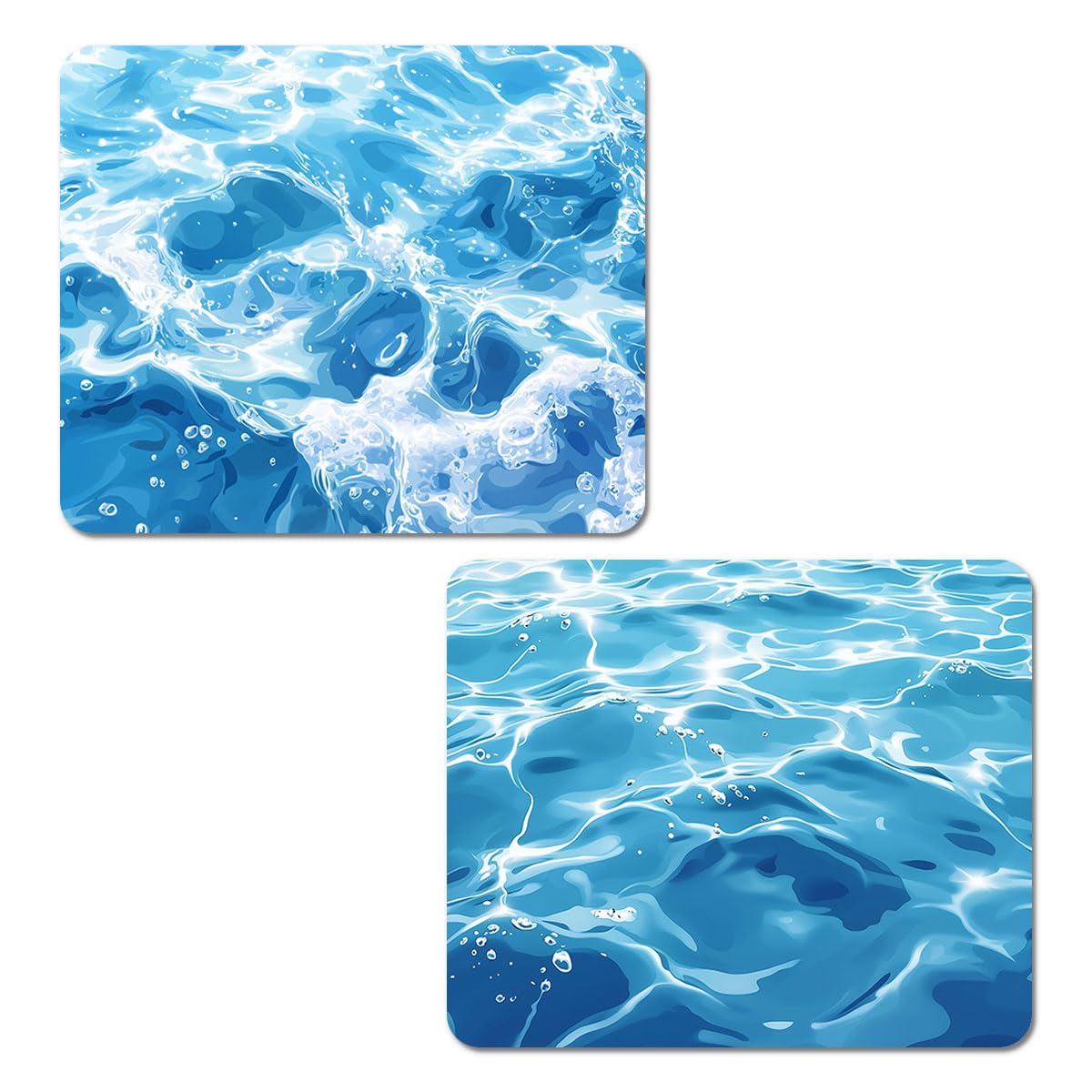 2 Pack Anime Wave Mouse Pad with Non-Slip Rubber Base 9.5 x 7.9 in Stitched Edge Waterproof Mouse Pads for Desk, Blue Ocean Waves Water Mouse Pad