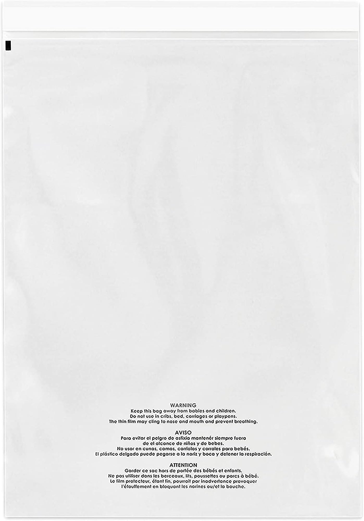 Poly Bags With Suffocation Warning 14x20-100 Count - Self Seal Clear Bags Strong Adhesive Shipping Bags for Clothes - Permanent Adhesive - Clear Packaging Bags for Storage, Retail, Warehouse