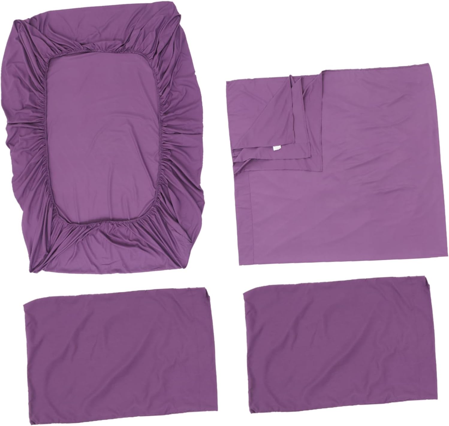 Alipis Queen Solid Color Bed Sheet Set 4-Piece Lightweight Bedding Fitted Sheet and Pillow Shams Soft Breathable Easy Care for Bedroom Decor