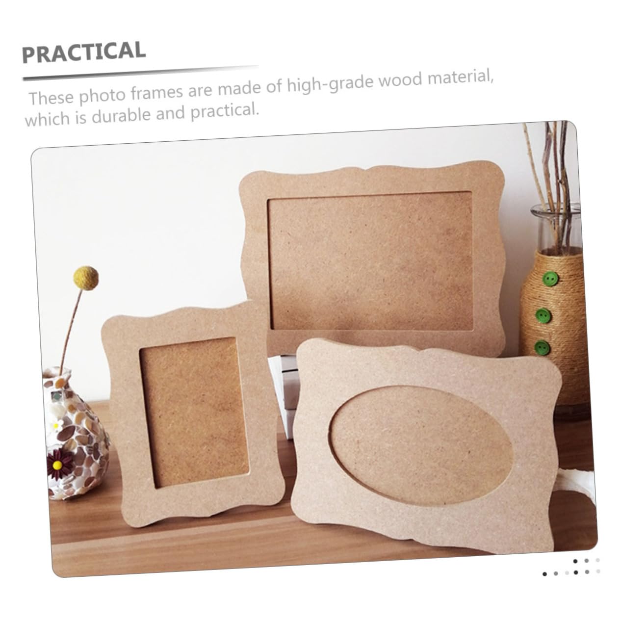 DECHOUS Wooden Picture Frames DIY 2pcs Blank Photo Frames for Kids Art Craft Kits