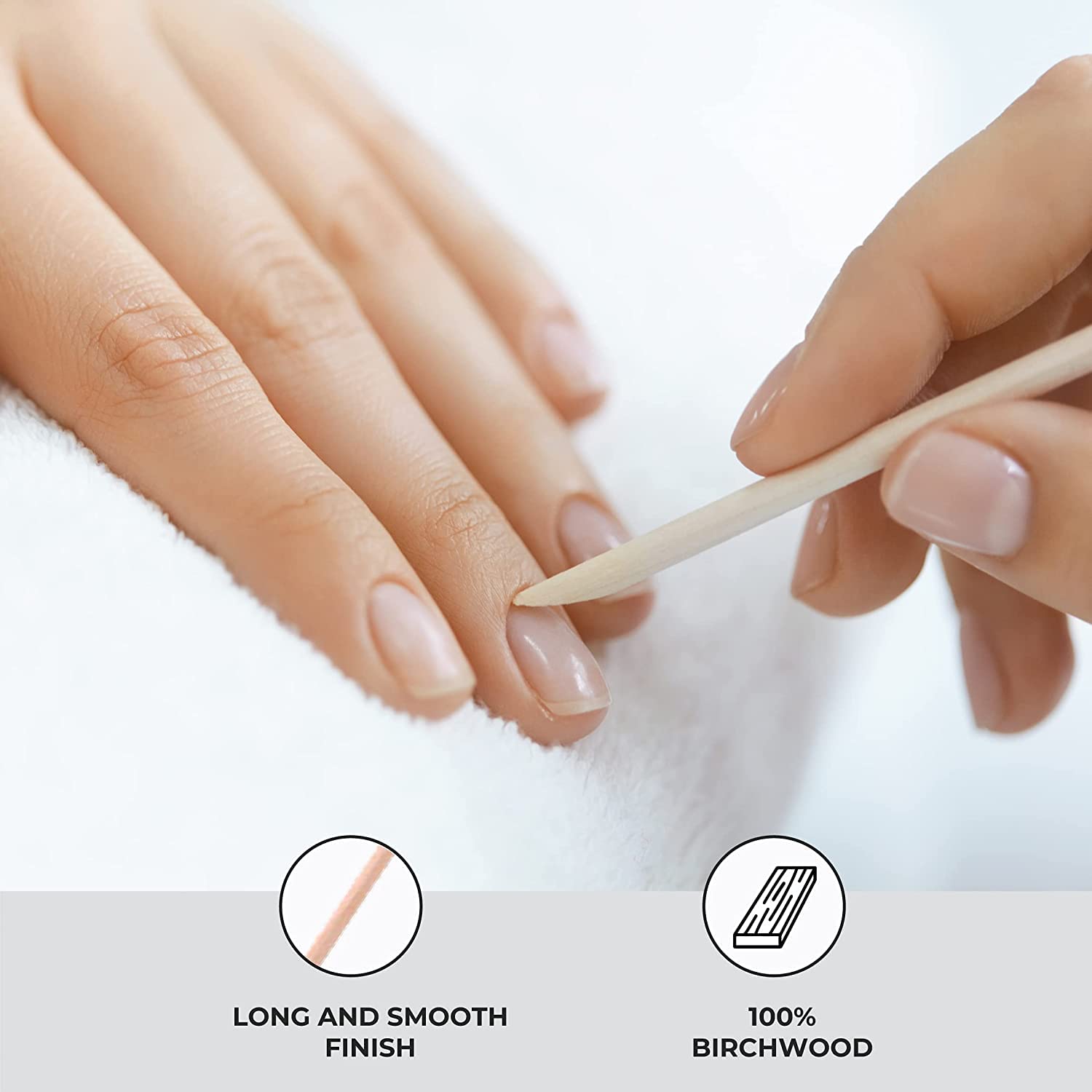 ForPro Birchwood Cuticle Sticks, Double Sided, Multi-Purpose Cuticle Pusher for Manicures and Pedicures, 7” L, 144-Count