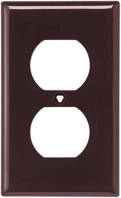 Cooper Wiring Devices 5132B-BOX Standard Size Nylon 1-Gang Duplex Receptacle Wallplate, Brown Color