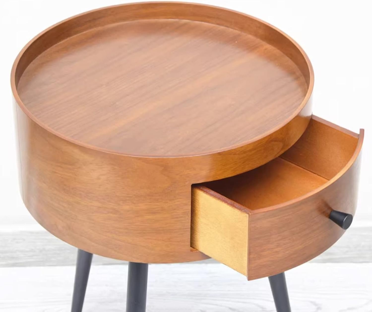 ダークブラウン 木製 ナイトスタンド 引き出し付き OFFクーポン ナイト