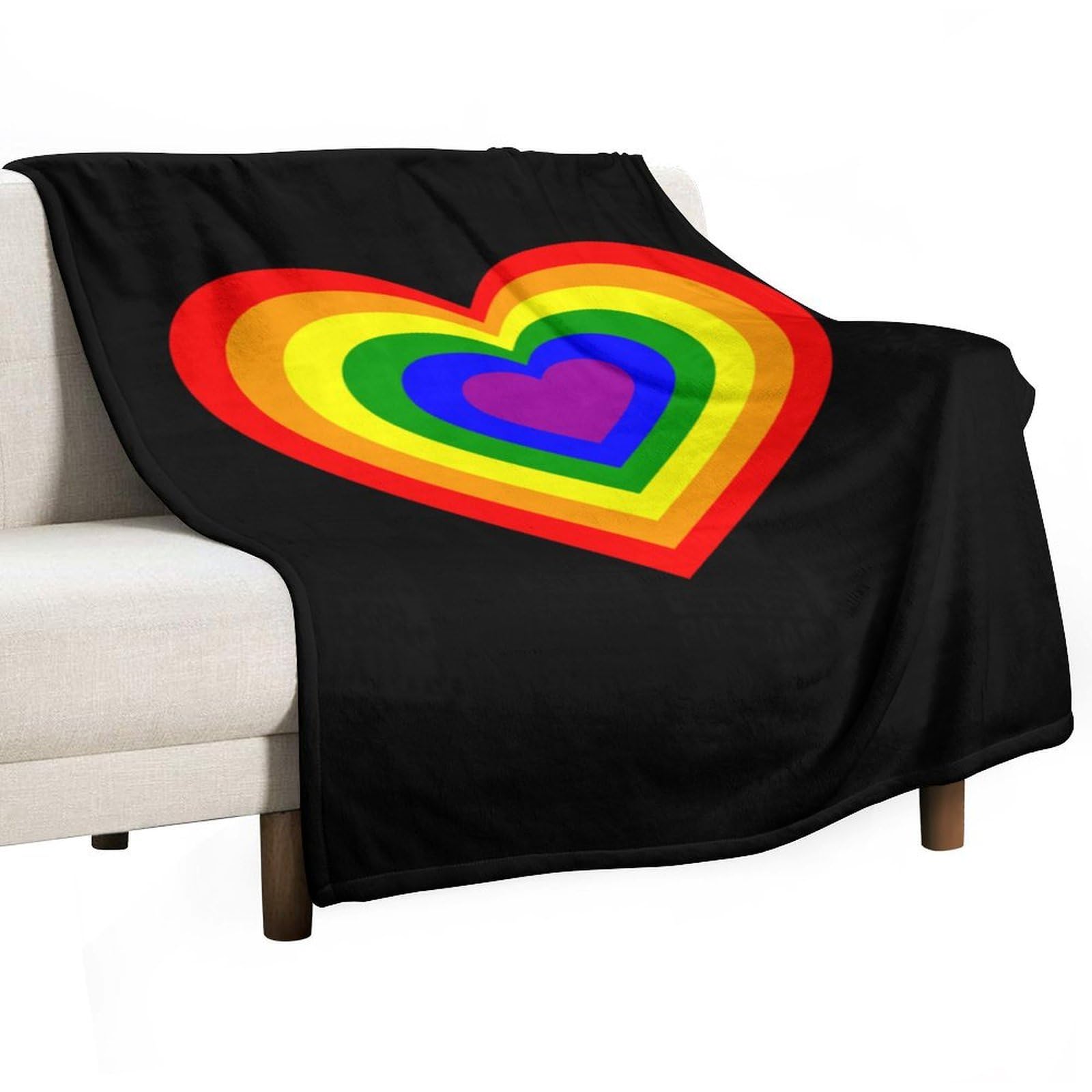 CGSBNGHA LGBT Rainbow Heart Flannel Fleece Blanket Lightweight Soft Throw Blankets for Sofa Couch Bed Chair