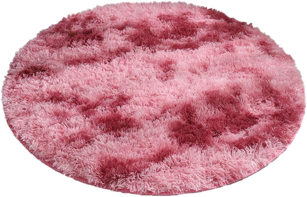 Winter Warm Soft Round Rug Flurry Kid Room Plush Carpets for Living Room Bedroom Home Decor, Red, 140x140cm
