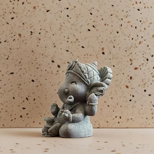 Miniatura 5 de livelyfish Estatua de elefante pequeño, estatua de arenisca, escultura hindú de Buda para decoración de acuarios de peceras (A)