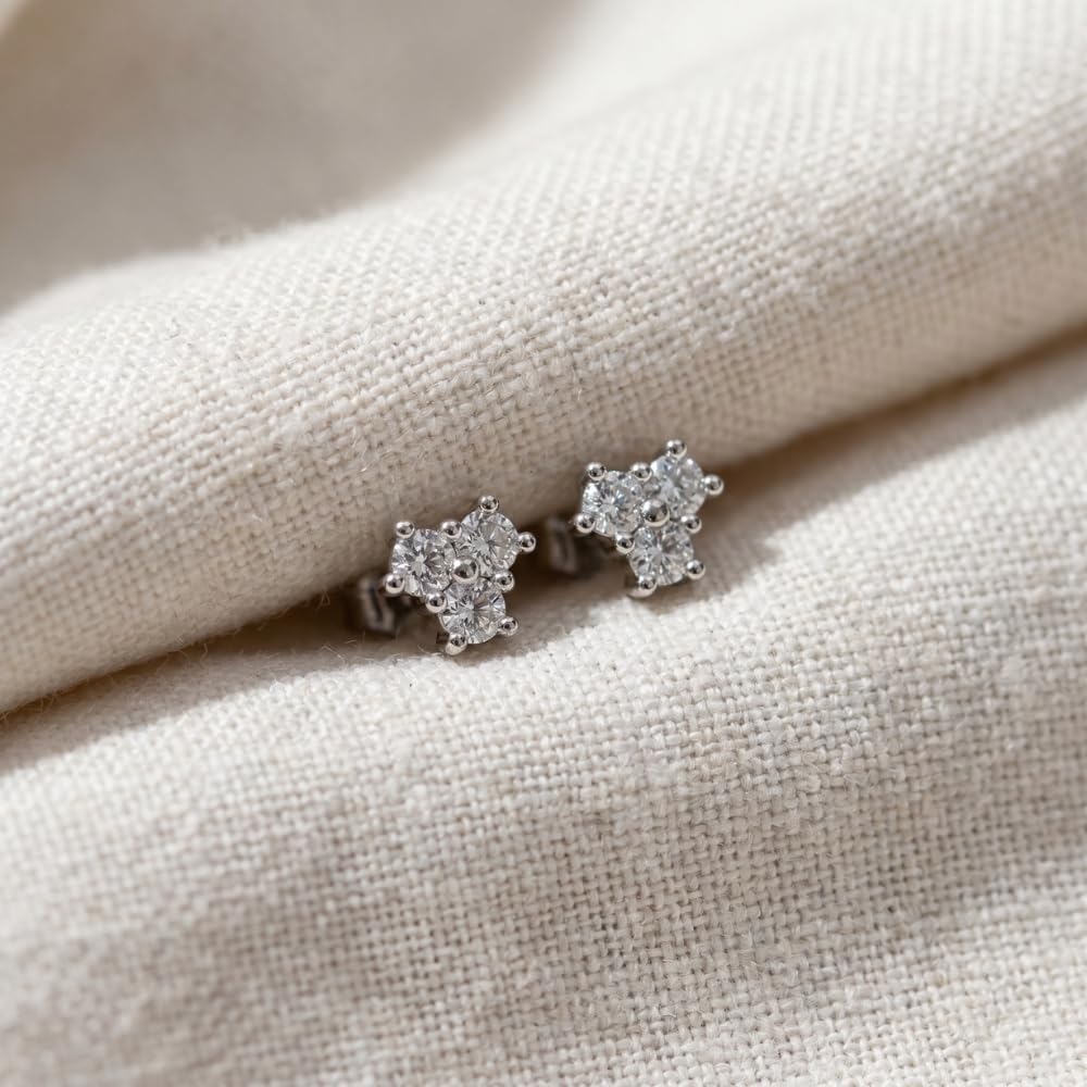 Pompeii Mini Trio Diamond Studs 14k Gold Lab Grown Women's Earrings (E/F,VS1-VS2)