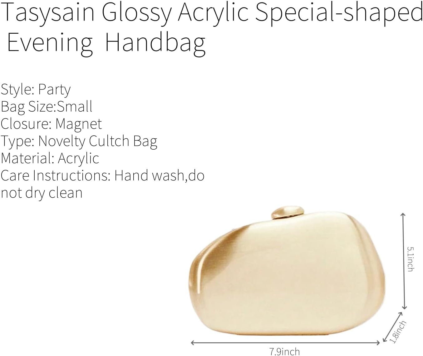 Women Glossy Acrylic Clutch Bag Smooth Novelty Small Metallic Crossbody Shoulder Chain Handbag for Party Weeding