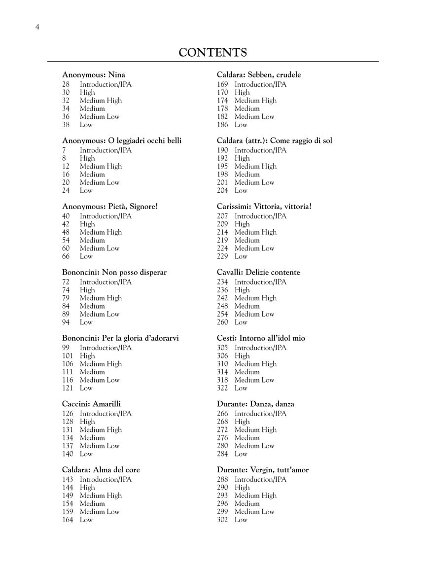 28 Italian Songs and Arias of the Seventeenth and Eighteenth Centuries: Complete, in 5 Keys: Of the 17th & 18th Centuries