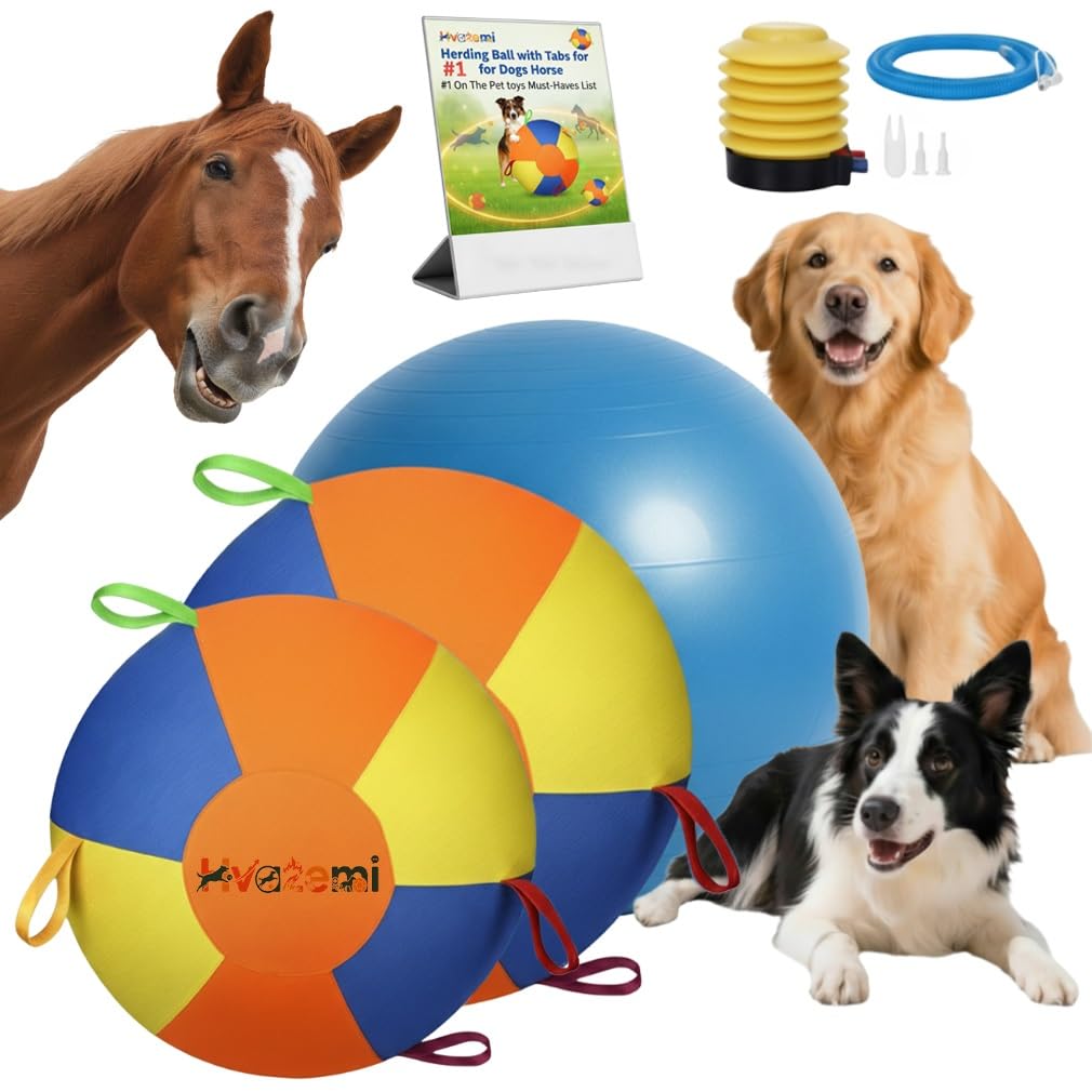 Pelota de pastoreo con pestañas para perros, caballo, pastor australiano, resistente, inflable, Big Collie, fútbol para mascotas con correas para razas pequeñas, medianas y grandes, juguetes de