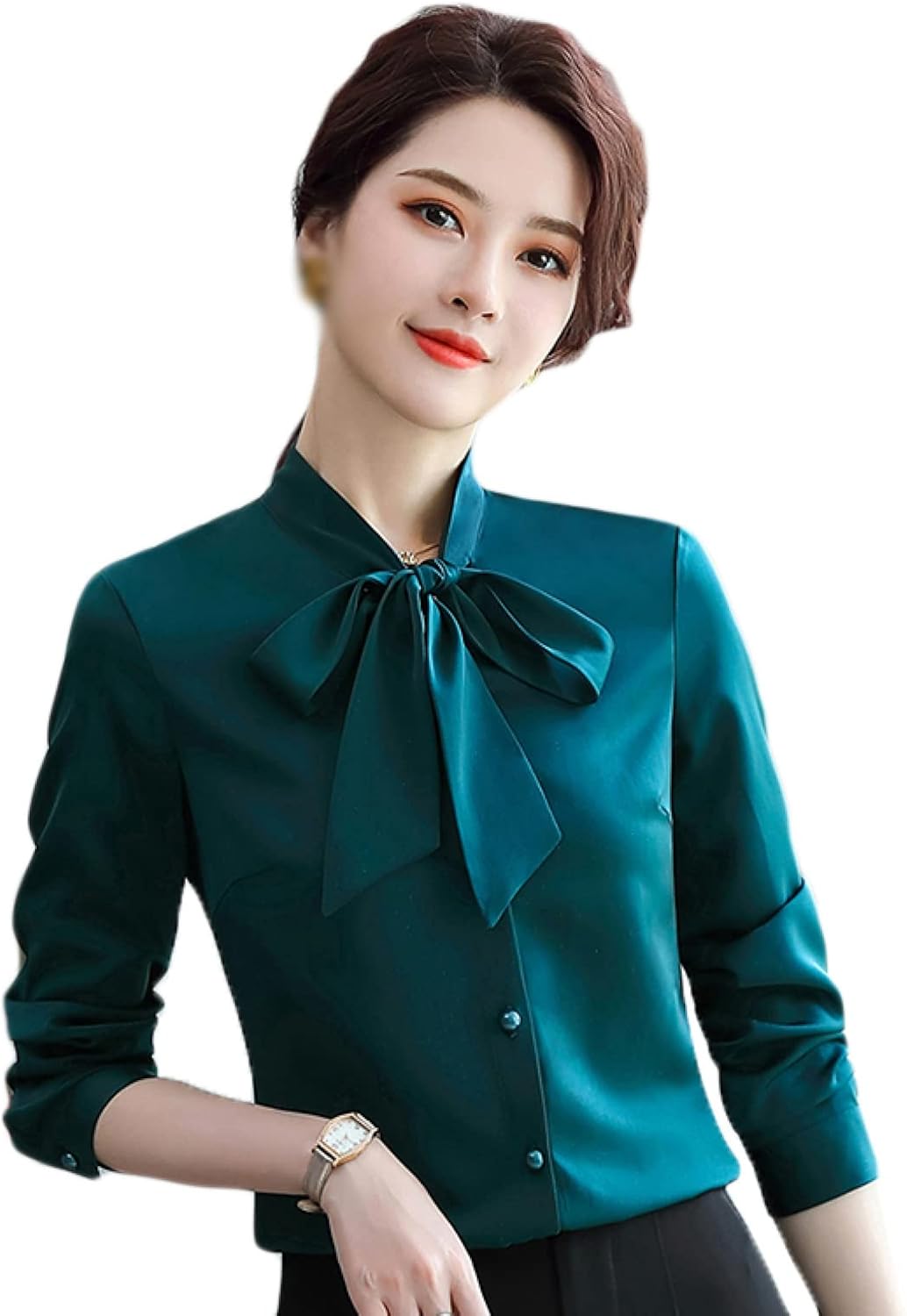 シャツ ブラウス レディース リボンネック 普段着 事務服 仕事着 ベーシックシャツ 面接 ブラウスレディース 長袖 無地 襟付き Vネック おしゃれ ワークテイスト しわになりにくい ホワイト お出かけ 演奏会 ナチュラル シンプル レッド