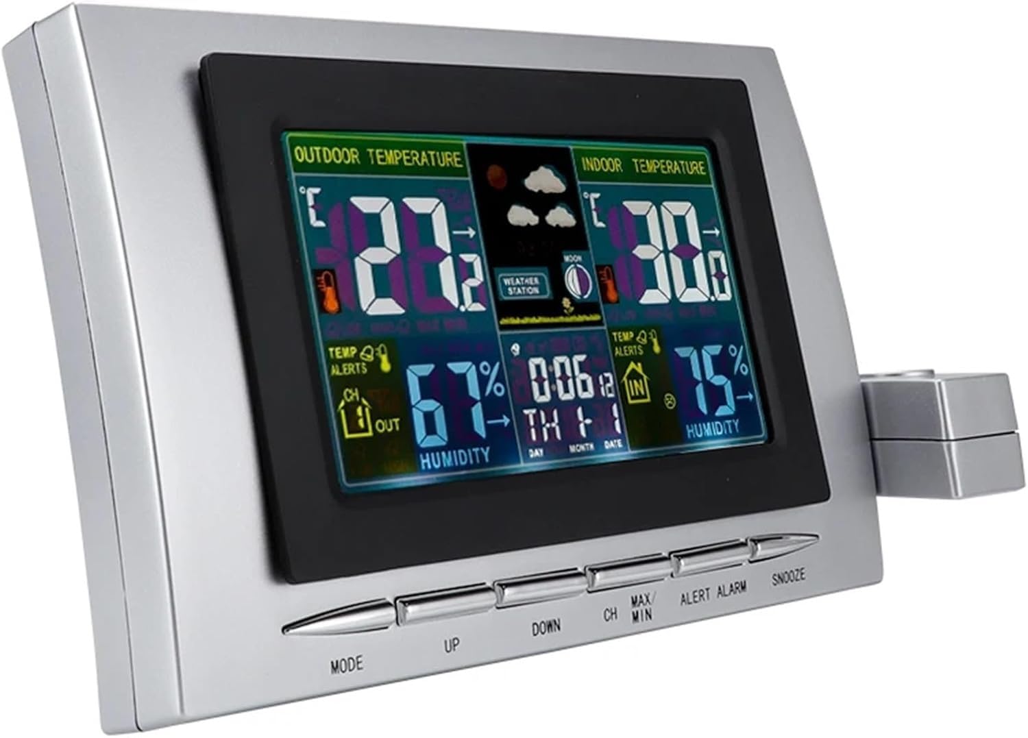 Estaciones meteorológicas, estación meteorológica inalámbrica, termómetro digital, sensor for interiores y exteriores, medidor de temperatura y humedad.