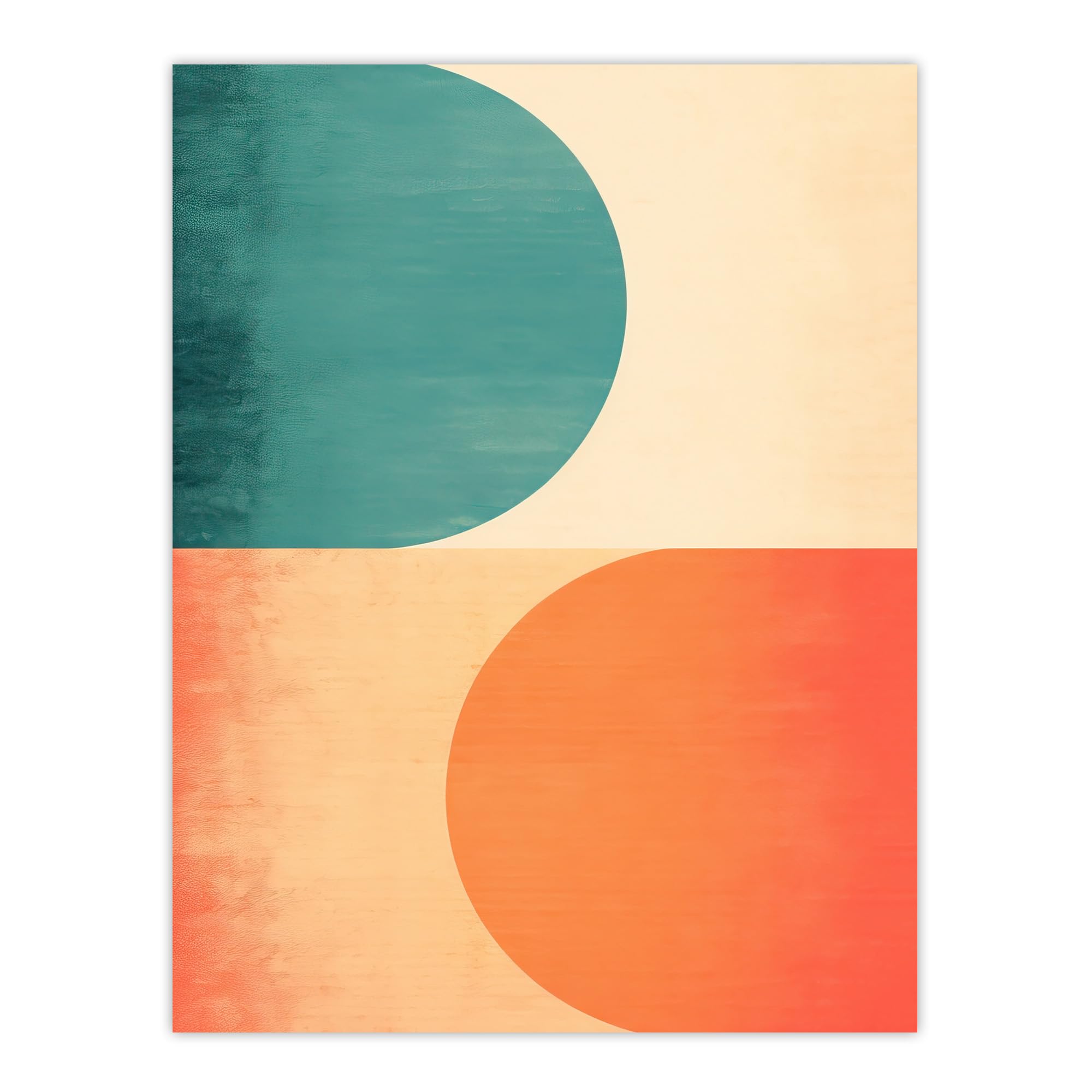 Wee Blue Coo Teal Swipe Left Orange Swipe Right Abstract Cold and Hot Match Painting Extra Large XL Wall Art Poster Print