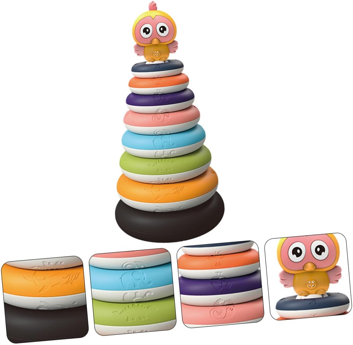 Educational Rainbow Ring Stacker for Creative Low-Saturation Colors Hand-Eye Coordination Development Montessori Style Sorting and Stacking Plaything for Early Learning