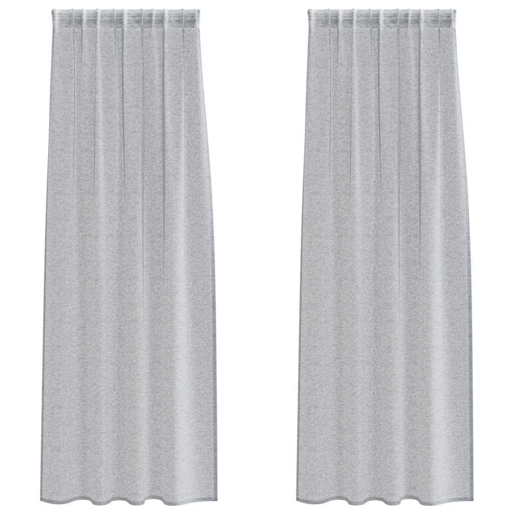 Voile gris foncé brise-vue protection lumière lot de 2 rideaux polyester 225x140 cm
