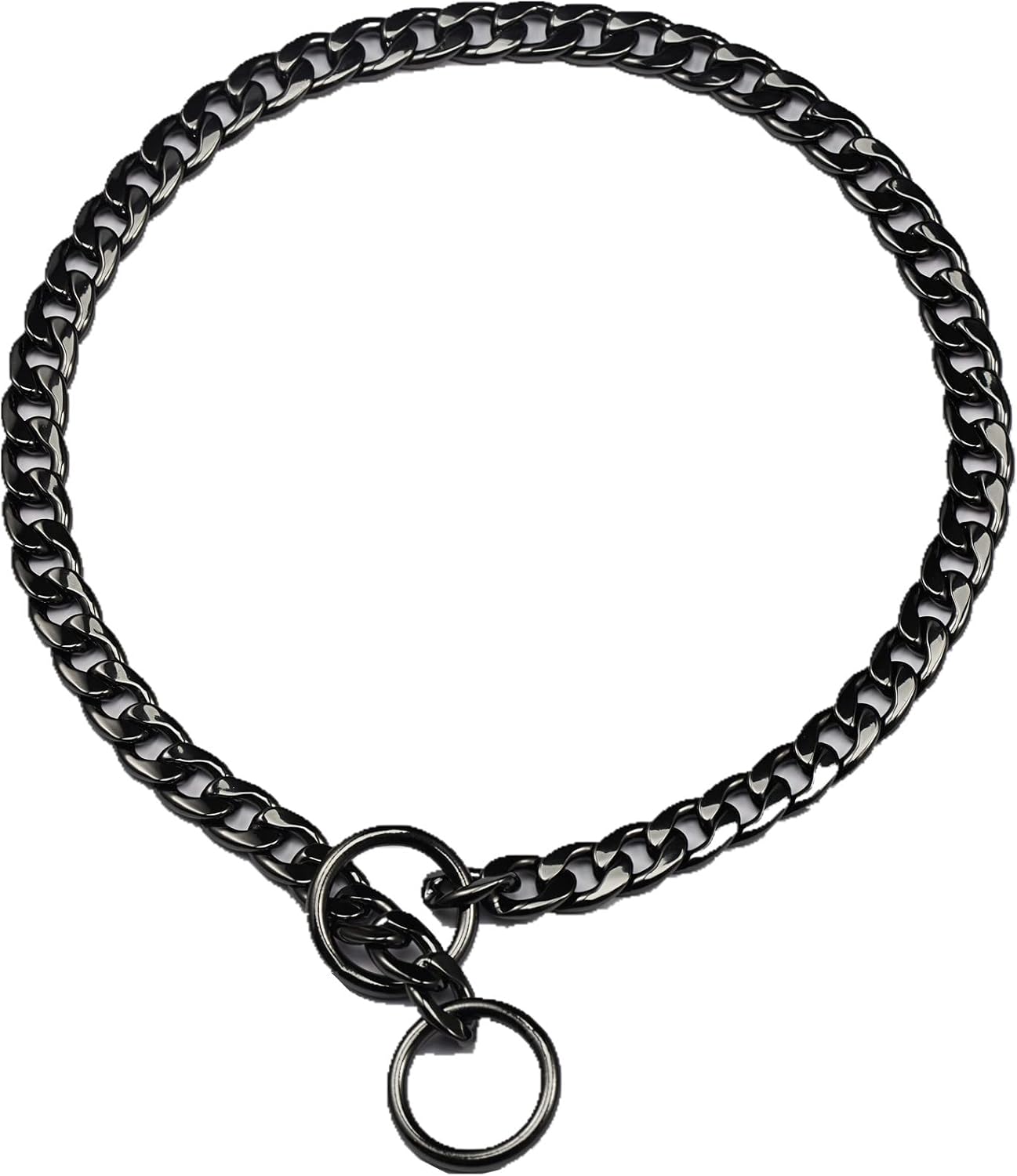 Stainless Steel P Chock Metal Chain -JYHY Dog Necklace Collars Walking Training Pet Supplies for Small Medium Large Dogs (18" (Neck Fits 14"-16"), Black) image 2