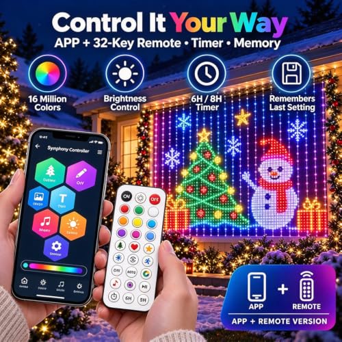 Smart LED Curtain Lights Christmas Indoor Outdoor DIY Smart Lights Decor - Image 5
