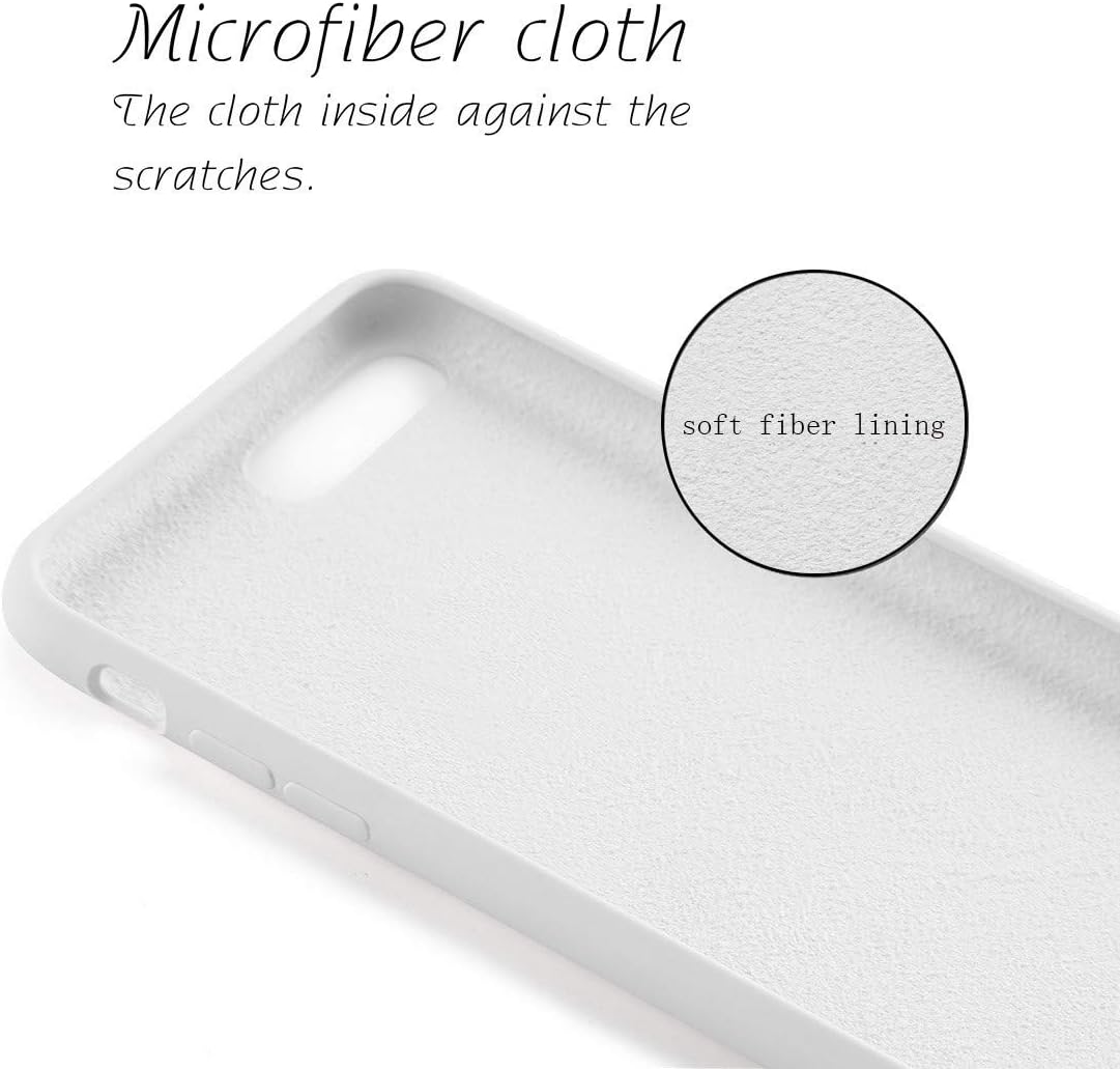 Yajuhoy iPhone 8 Plus Case / iPhone 7 Plus Case, Liquid Silicone Gel Rubber Case Soft Microfiber Cloth Lining Cushion Compatible with Apple iPhone 8 Plus (2017) / iPhone 7 Plus (2016) - White