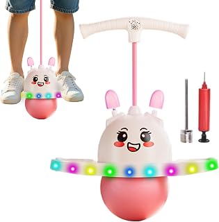 Genérico Bola Hinchable - pog0 Stick | Bola Hinchable con Agarre para Niños | Tablero De Balance De Barra De Primavera | De Pie ño pog0 Stick | Diseño De Orejas De con Ajuste De Longitud para