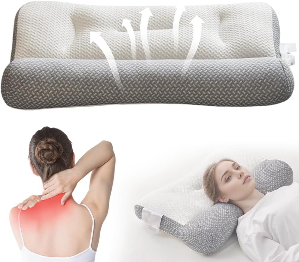 Orthopedic Deep Sleep Pillow, 2025 New Memory Foam Pillow for Alignment, Deep Sleep Pillows for Insomnia Relief, Comfortable Pillows for All Sleeping Styles (Gray)