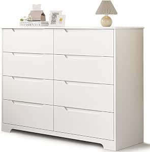 Gizoon 8 Drawer Dresser, 47” Wide White Dresser for Bedroom