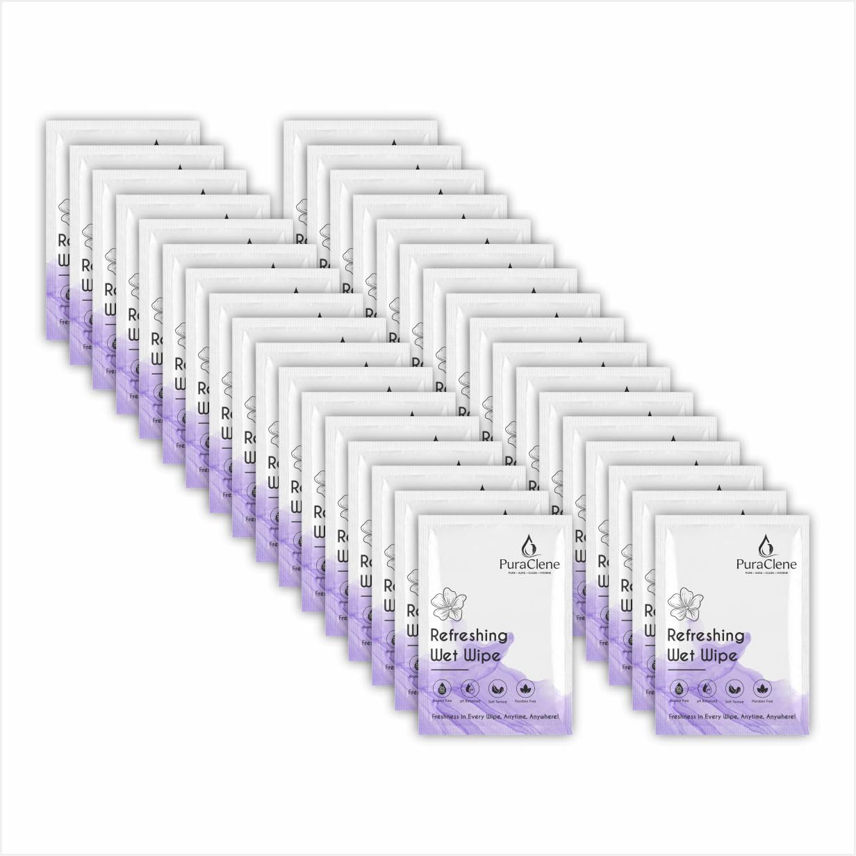 Refreshing Wet Wipes, Alcohol Free, pH Balanced | Paraben Free, Soft Texture, Individual Sachets, On-the-Go Use, Pack of 30-image-22