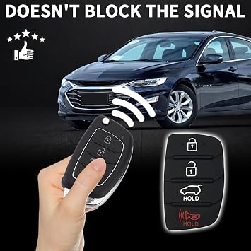 4 Button Key Fob Rubber Pad Replacement for Hyundai Sonata Santa Fe Sport 2019 2018 2017 2016 2015 2014 2013 Keyless Entry Remote Control Flip Car Key Fob Button Cover Case Insert Keypad
