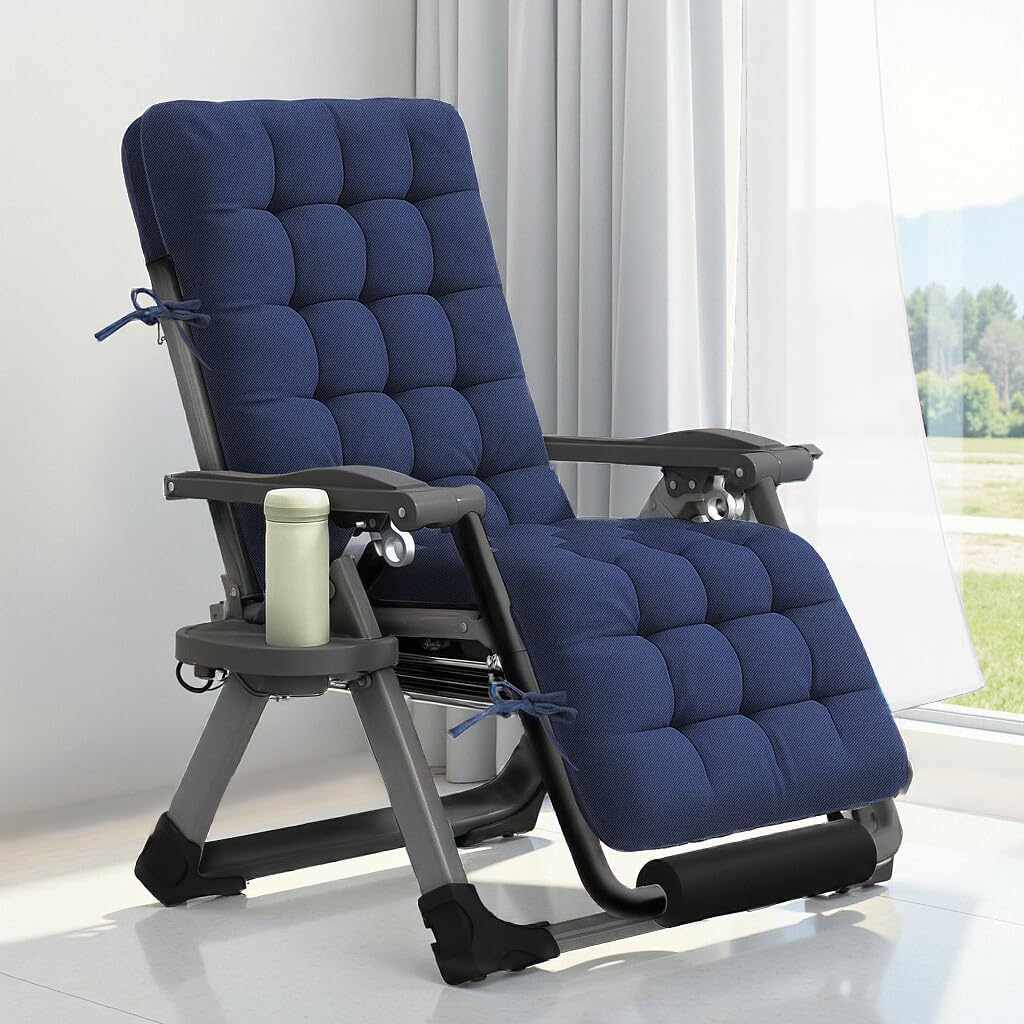 Modern Lounge Chair Cushion, 67 x 20 x 4 Inches, Waterproof, Durable, Blue, Fade-Resistant, Outdoor