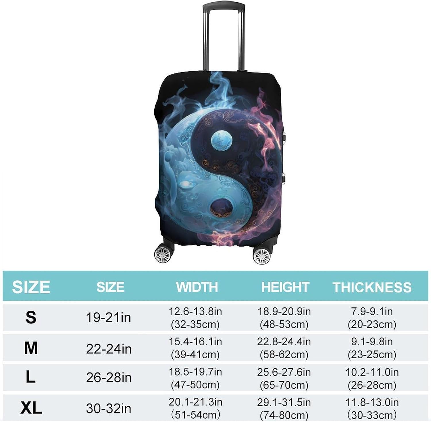 Chinese Ying-Yang-Symbol Suitcase Covers for Luggage Carry On Cover Travel Accessories Fit 19-32 Inch image 2
