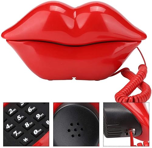 Miniatura 8 de ASHATA Teléfono fijo, WX-3061 Moda Multifuncional Linda Forma de Labio Teléfono Decoración del Hogar Teléfono Teléfono con cable, para celebraciones