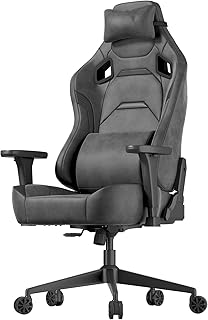 JUMMICO Veloursleder Gaming Stuhl,Bürostuhl Ergonomisch mit 3D Armlehnen,Schreibtischstuhl mit Wider Backrest for Gaming, Working,Studing,Belastbarkeit bis 200 kg, Silbergrau