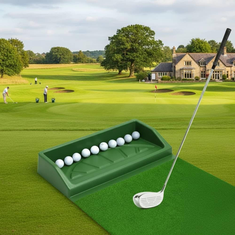 Japard 23" Wide Golf Ball Tray for Practice Mat, Simulator, 100 Balls Large Capacity ABS Plastic Indoor Outdoor Home Training Professional Grade