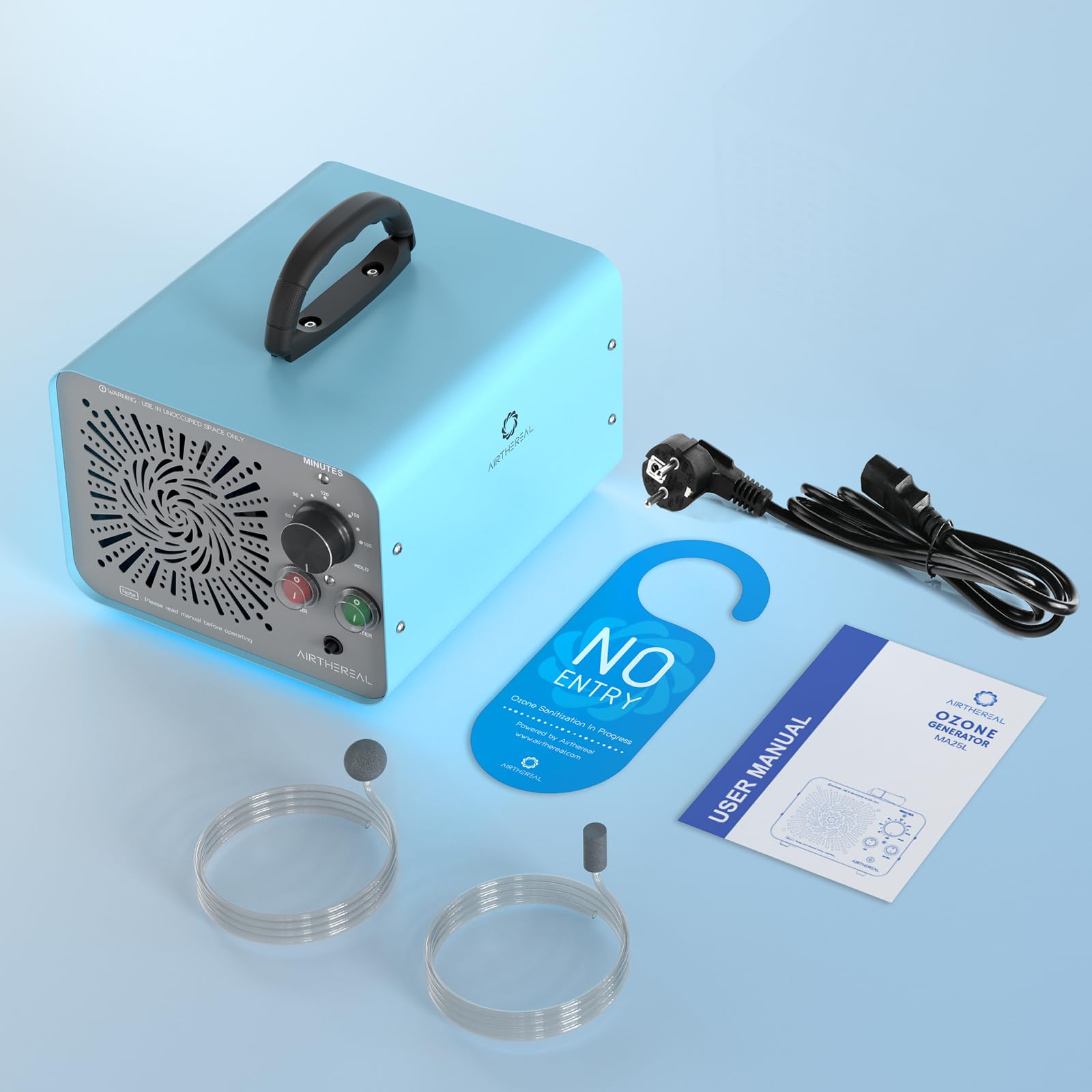 Airthereal MA25L Generator ozonu - urządzenie 2w1 do oczyszczania wody i powietrza, generator ozonu z dużą wydajnością do eliminacji zapachów - pokrywa do 370 m², ozonator do samochodu, mieszkania