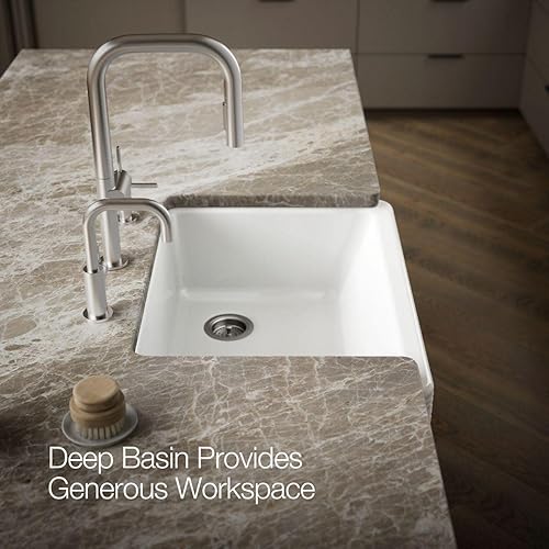 Vista 361 de Kohler Fregadero de la granja Kohler Whitehaven, Frente al delantal altos, K-6489-0, Blanco