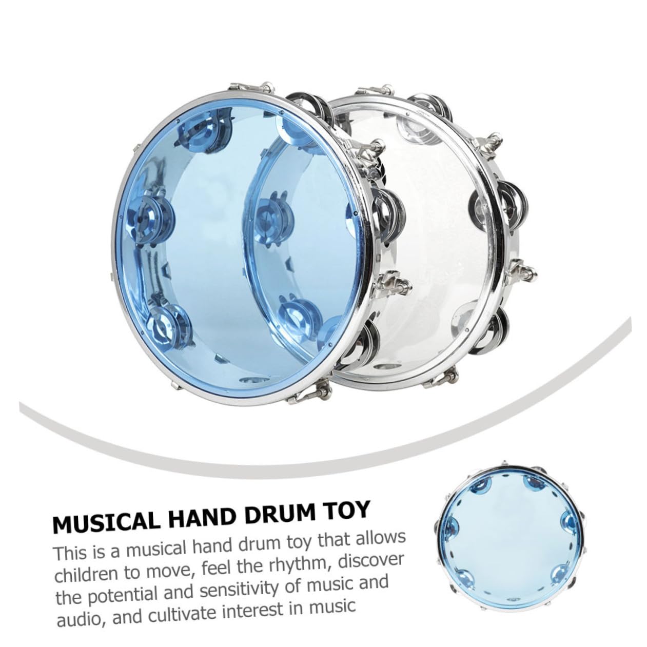 WOONEKY Pandereta de Mano de Percusión de 8 Pulgadas y Cuerpo Abs Aro de Acero Inoxidable con Doble Serie Que Estimula Interés y Concentración Instrumento Musical para Niños