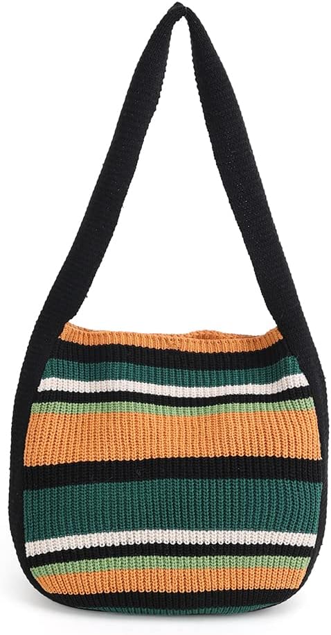 ENBEI Women's Crochet Tote Bag Knit Shoulder bag Aesthetic Bag Cute Eco-Friendly Tote for Travel Daily Use Gift Box Packaging.