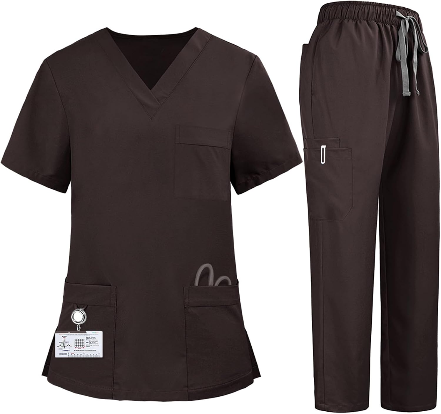 Scrubs For Women V-Neck Workwear Top and Cargo Pants Medical Scrubs Female Nurse Uniform