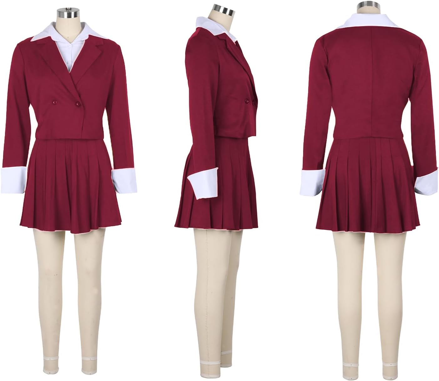 Womens Suits 2 Piece Set Casual Double Breasted Crop Jacket Blazer Top & High Waist Pleated Mini Skirt Sets - Image 6