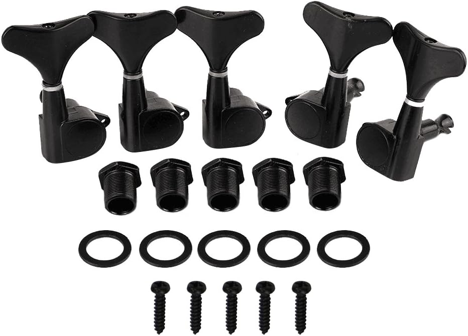 5PC Bass Tuning Pegs Tuners Machine Heads for 5 String Guitar Sealed 2L3R Keys BLACK